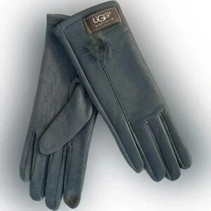 UGG blue leather gloves